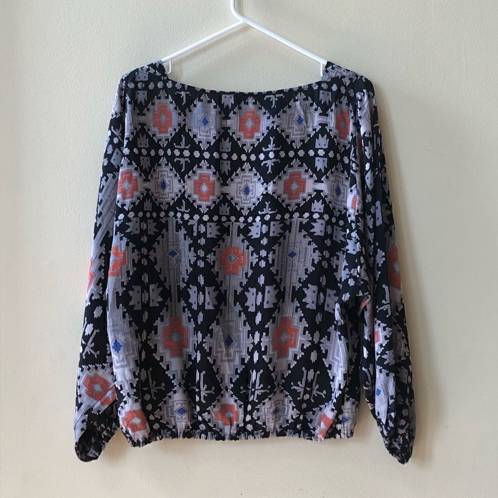 Ella Moss Silk Aztec Print Top - Picture 2 of 5